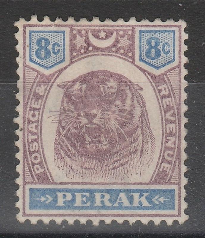 MALAYA 1899 Perak Tiger 8c Mint NG SG #71 CV £45 M1565A