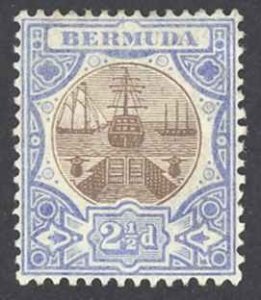 Bermuda Sc# 37 MH (a) 1906-1910 2 1/2p blue & brown Dry Dock