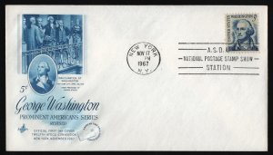 #1283B 5c Washington, Art Craft AFDCS Blue-Show Cancel **ANY 5=FREE SHIPPING** 