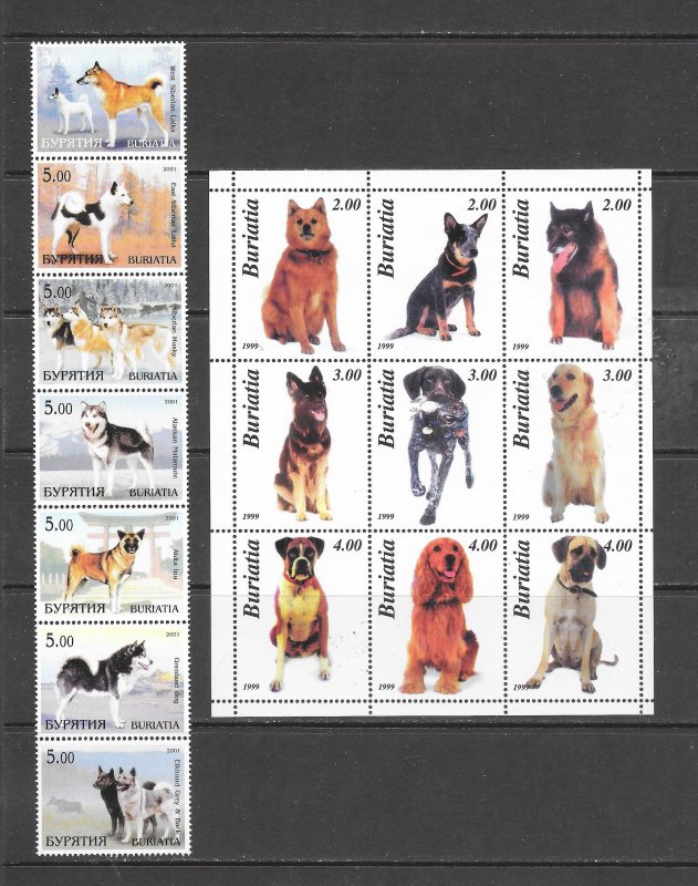 DOGS - VARIOUS RUSSIAN REPUBLICS-FANTASY ISSUES MNH (SET 3)