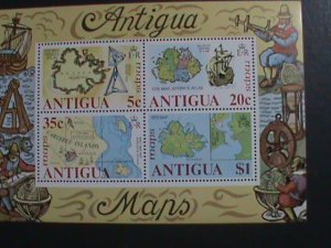 ​ANTIGUA-1975-SC# 382a  MAPS OF ANTIGUA- MNH S/S -VF WE SHIP TO WORLD WIDE