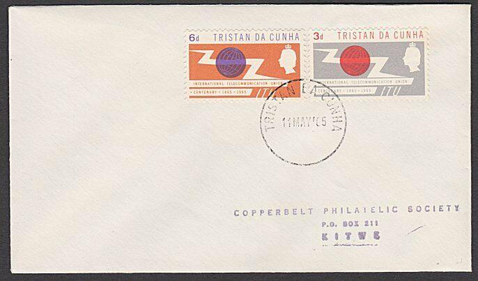 TRISTAN DA CUNHA 1965 ITU set on plain FDC to Rhodesia.....................55439