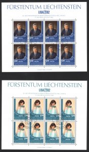 Liechtenstein Sc# 735-736 FD Cancel Panes/8 1982 1fr Hereditary Prince Hans Adam