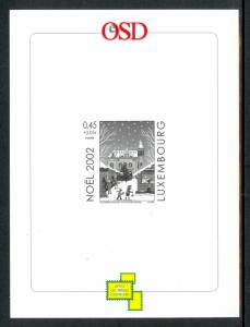 LUXEMBOURG 2002 CHRISTMAS Semi Postal BLACK PROOF Sheet Sc B430var MNGAI