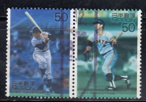 Japan 2000 Sc#2700a-b Baseball Players Used