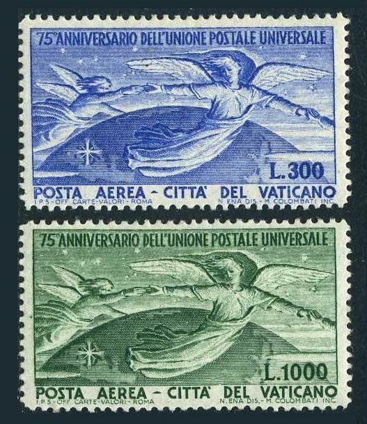 Vatican C18-C19,MNH.Michel 161-162. UPU-75,1949.Angels and Globe.