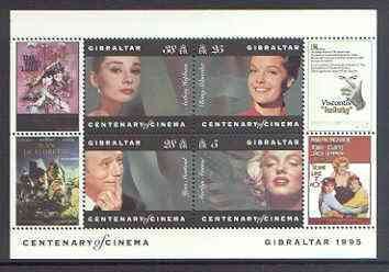 GIBRALTAR - 1995 - Centenary of Cinema #1 - Perf Min Sheet - Mint Never Hinged