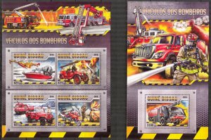 Guinea Bissau 2016 Fire Trucks Motorcycles Boats sheet + S/S MNH