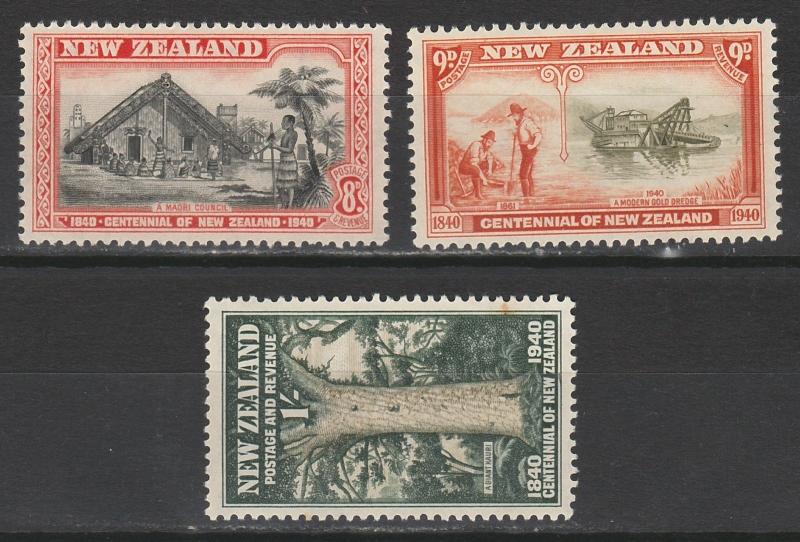 NEW ZEALAND 1940 CENTENARY 8D 9D AND 1/- 