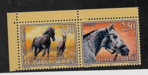 YUGOSLAVIA Sc 2402 NH issue of 1998 - PAIR - HORSES