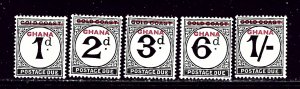 Ghana J1-5 MNH 1958 overprints on postage dues