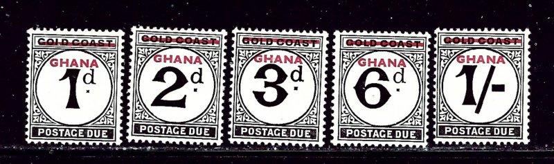 Ghana J1-5 MNH 1958 overprints on postage dues