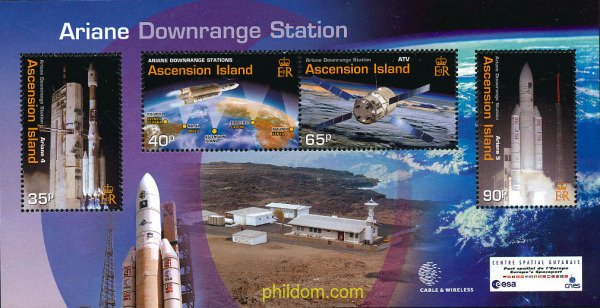 115030 MNH ASCENSION 2003 ESTACION ESPACIAL ARIANE DOWNRANGE