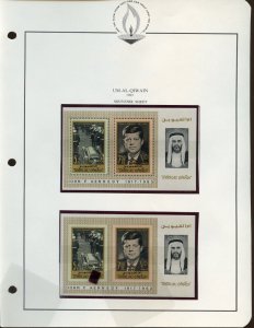 UMM AL QIWAIN 1965 JOHN F. KENNEDY MEMORIAL SOUVENIR SHEETS MINT NH