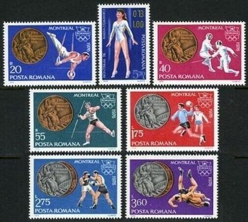 Romania 2650-2656,2657,MNH. Mi 3372-3378,Bl.137. Olympic medalists,1976.Fencing,