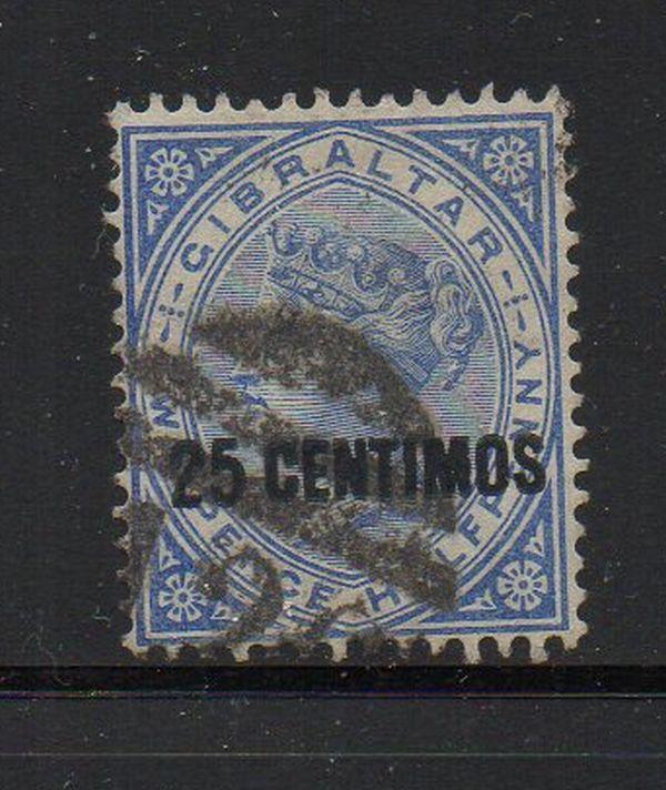 Gibraltar Sc 25 1889 25 centimos Victoria stamp used