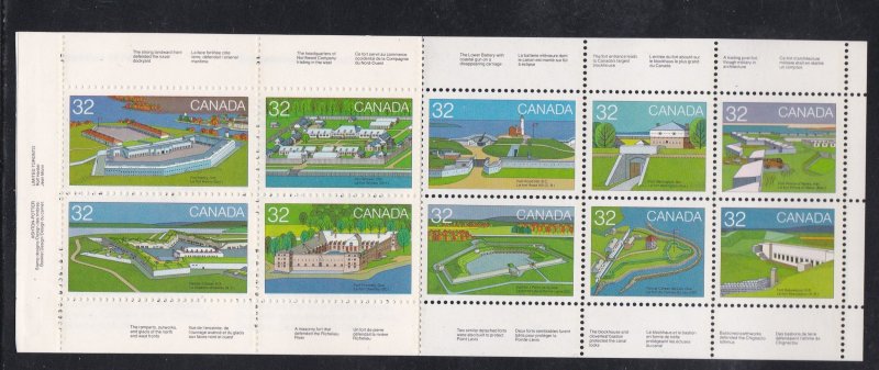 Canada # 992a, Canadian Forts, Complete Booklet, NH, 1/2 Cat. perf Separation