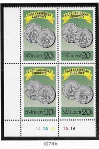 St.Vincent  #1074b  East Caribbean Currency Block of 4 (MNH) CV $1.00