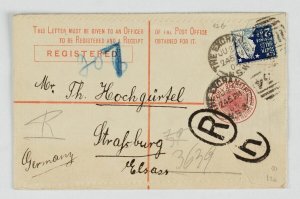 NEW SOUTH WALES Registered Envelope 1898 QV 3d size G curved flap, to Germany.