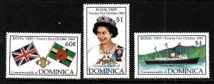 Dominica-Sc#915-7-Unused NH set-QEII-Royal Visit-1985-