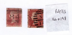 Great Britain 1858-79 Victoria Penny Reds (Plates 166 & 198) [Used]