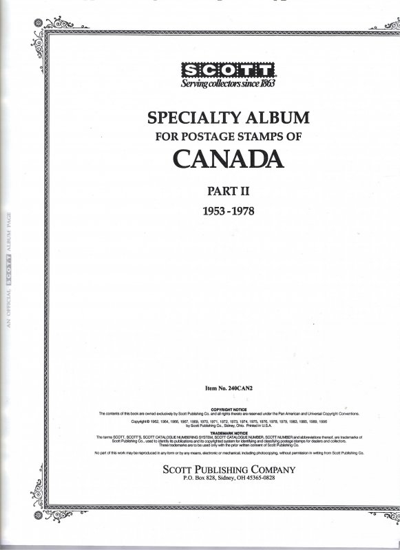 CANADA COLLECTION 1953-1999 SCOTT PAGES-CLEAR MOUNTS- MINT NH SCOTT BINDER/COVER