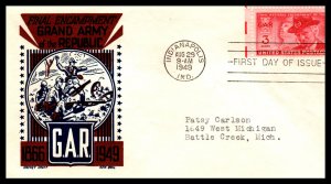 US 985 Grand Army of the Republic Cachet Craft Boll Typed FDC