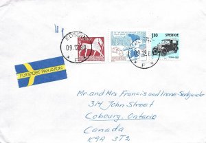 1980 SWEDEN TRIPLE FRANKING COMMERCIAL MAIL COVER TO CANADA AIRMAIL COMBO