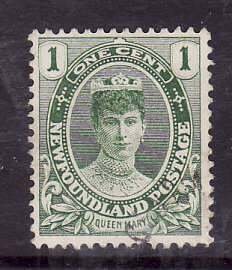 Newfoundland-Sc#104- id8-used 1c Queen Mary-1911-