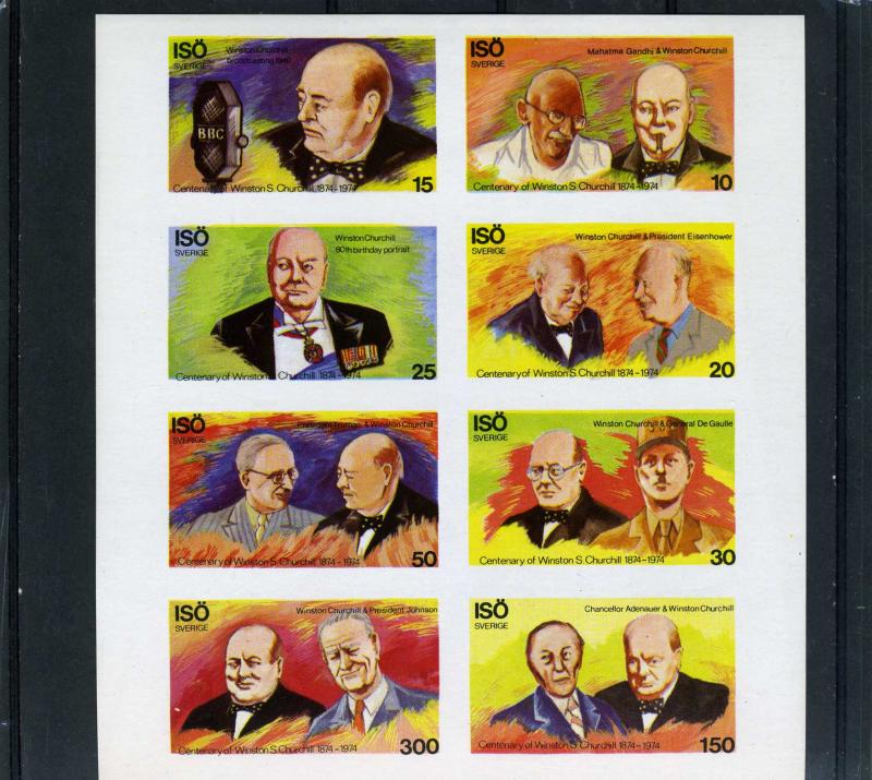 Iso (Sweden) 1974 Churchill-De Gaulle-Johnson Sheet Imperforated mnh.vf