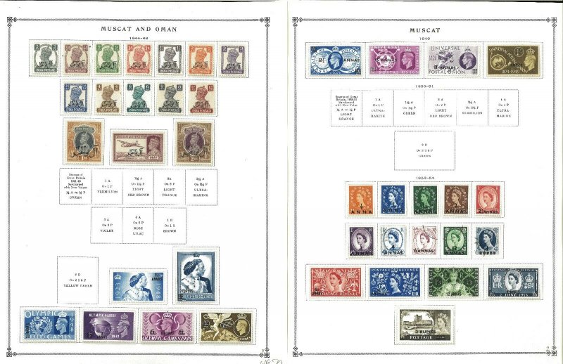 Oman MNH & H in Mounts & Postally Used Hinged on Scott International Pages.