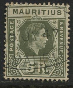 Mauritius 1938 KGVI  5 rupees on chalky paper CDS used 