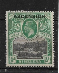 ASCENSION 1922 ½d SG 1 MINT HINGED Cat £7.50