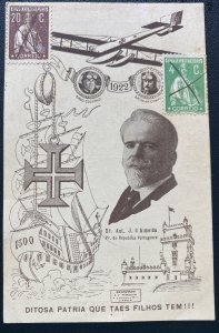 1922 Portugal Early Aviation Postcard Cover To Chartres France Dr Ant J D Almeid