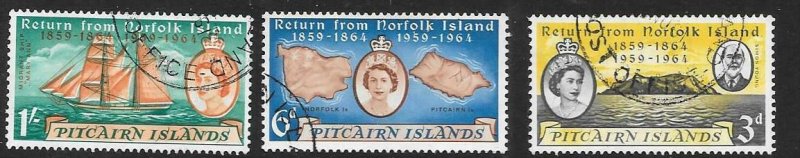 PITCAIRN ISLANDS SG29/31 1961 RETURN TO PITCAIRN ISLANDS FINE USED