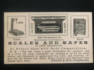 1880s Buffalo NY USA Advertising Postcard Cover Weeks Scales & Safes