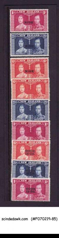 COOK ISLANDS NEW ZEALAND AND NIUE - 1937 CORONATION KGVI 9V MNH