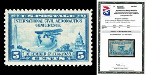 Scott 650 1928 5c Aeronautics Issue Mint Graded XF-Sup 95 NH with PSE CERT