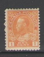 Canada Sc 105 1922 1 c orange yellow George V Admiral issue stamp mint