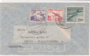 chile 1957 stamps cover ref 19524
