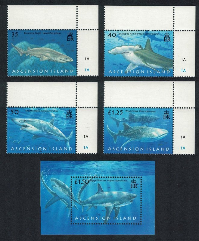 Ascension Sharks 4v+MS 2008 MNH SG#999-MS1003 MI#1033-1036+Block 62