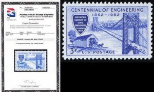 1012, Mint Superb NH 3¢ - PSE Graded 98 Certificate * Stuart Katz