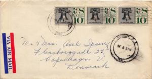  Airmail Issues 10c Liberty Bell Air Issue (3) 1961 Newark, N.J. Double Airma...