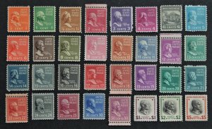 US # 803-834 MNG Mint No Gum 1938 U.S. Presidential Series (32 Stamps)