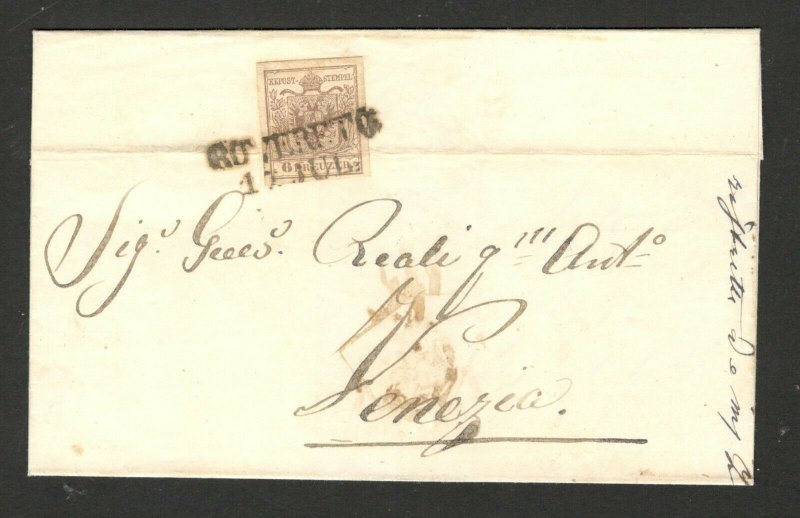 AUSTRIA - FOLDED LETTER WITH STAMP 6 kreuzer - TO VENEZIA , ITALY - 1856.