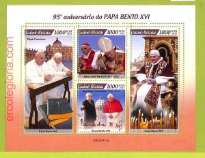 B0395 - GUINE-BISSAU - MISPERF ERROR Stamp Sheet - 2022 - Pope Benedict XVI-