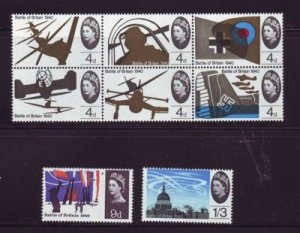 Great Britain Sc 430-437 1965 Battle of Britain stamp set mint NH