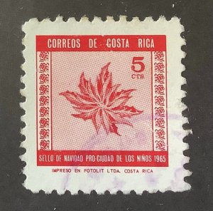 Costa Rica 1965  Scott RA26 used - 5c, Christmas, Leaf