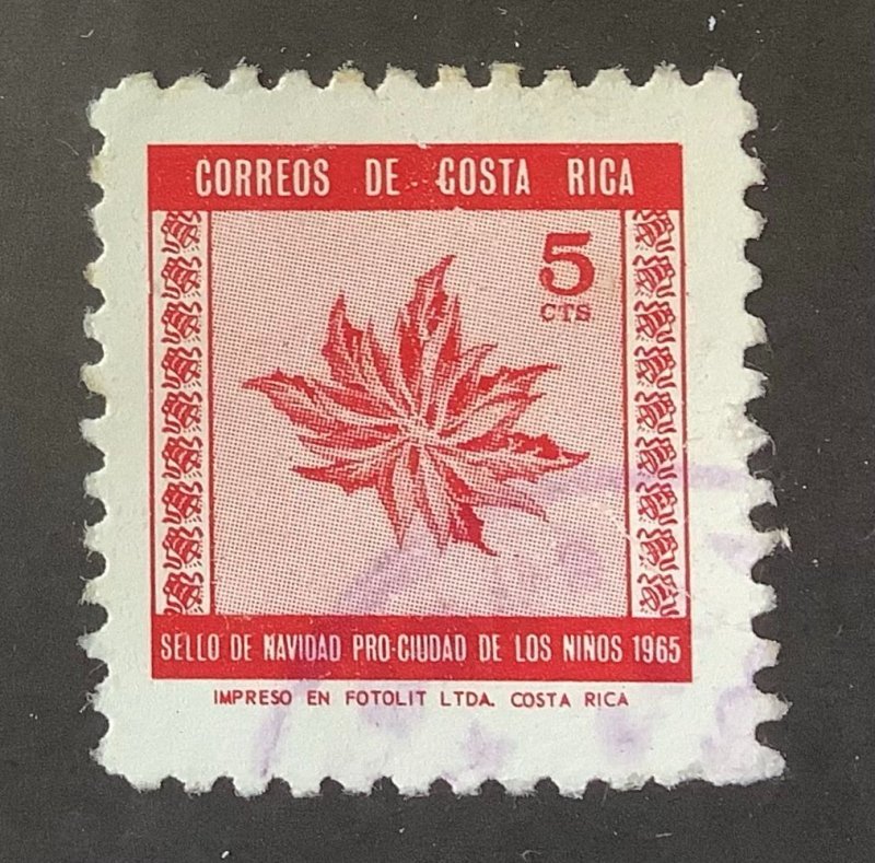 Costa Rica 1965  Scott RA26 used - 5c, Christmas, Leaf