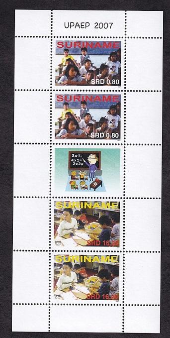 Surinam   #1359-1360  MNH 2007  sheet with 2 sets and label . education